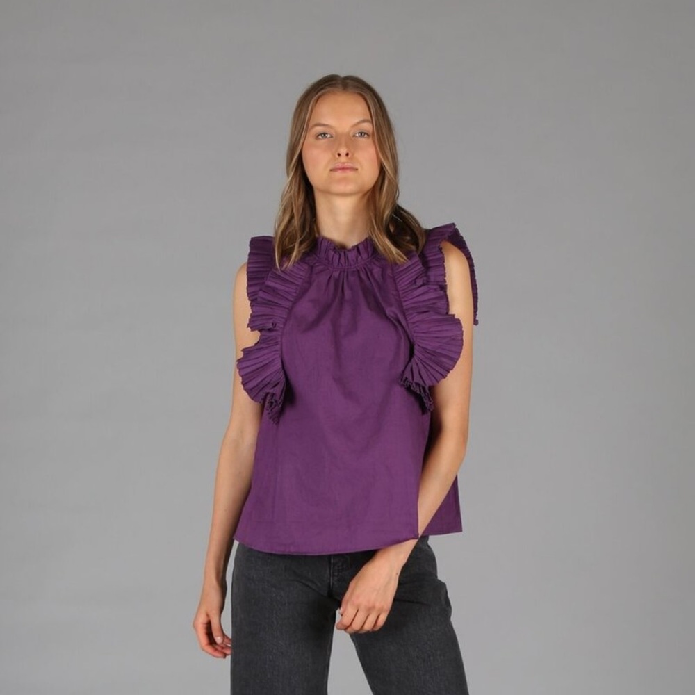 The Sea New York purple ruffled tank. Size 8